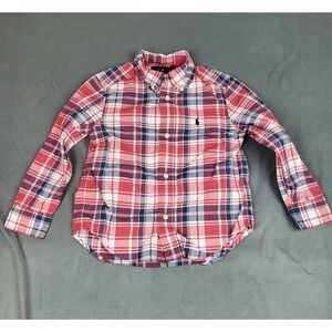 Ralph Lauren Shirt Baby 3T Red Plaid Lightweight Natural Stretch Preppy Academia